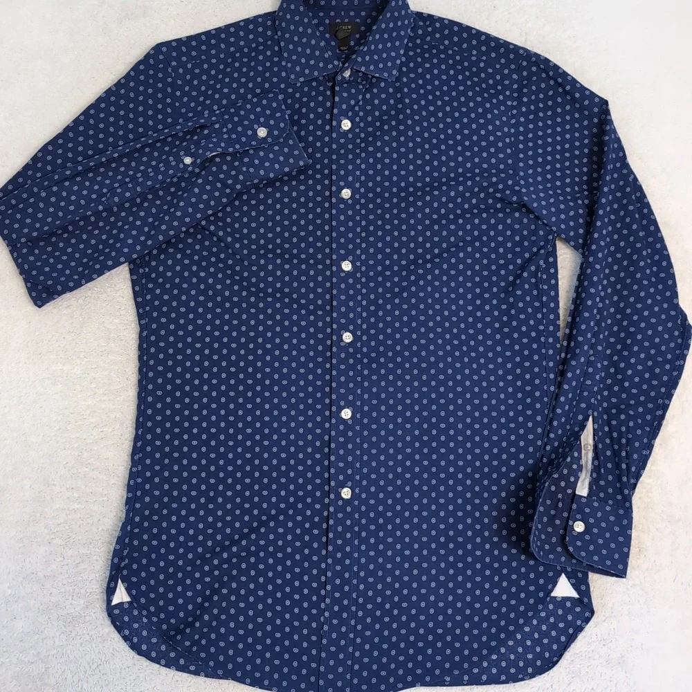 J. Crew Ludlow 120's 2‎ Ply Paisley Pattern Button Front Shirt Men's Sm L/S Navy